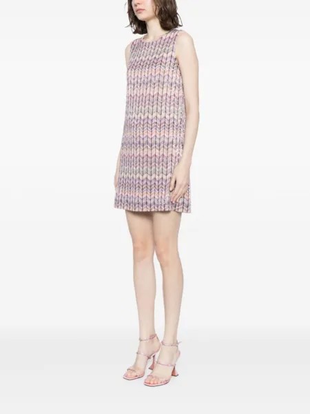 Missoni платье мини с узором шеврон, розовый