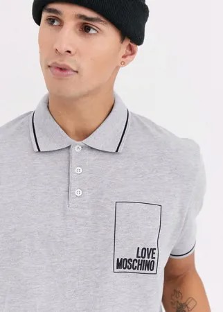 Футболка-поло с логотипом Love Moschino-Серый