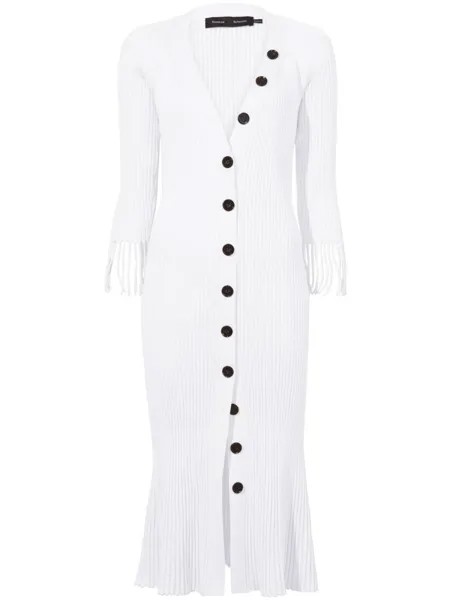 Proenza Schouler ribbed-knit buttoned-up dress, белый
