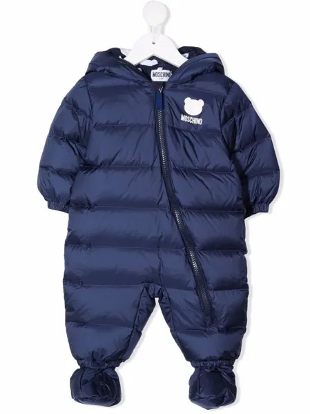 Moschino Kids дутый комбинезон с капюшоном