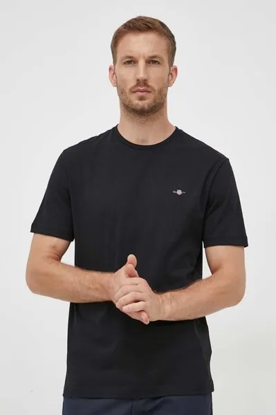 Хлопковая футболка Gant, черный
