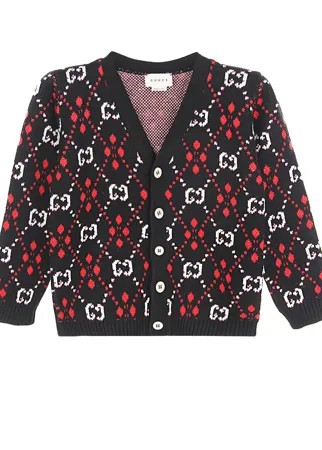 Кардиган из хлопка и шерсти с логотипом GUCCI