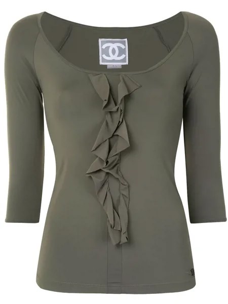 Chanel Pre-Owned блузка 2007-го года с оборками и рукавами три четверти