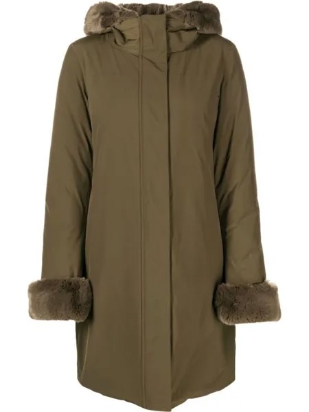 Woolrich парка с капюшоном и контрастной отделкой, зеленый