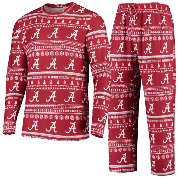 Мужской комплект из топа и брюк с длинными рукавами Concepts Sport Crimson Alabama Crimson Tide Ugly Sweater