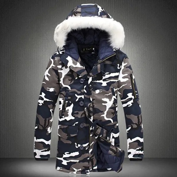 Зимняя мужская куртка, горячая Распродажа 2021, камуфляжная армейская Толстая теплая куртка, Мужская парка, Мужская модная парка с капюшоном, ...