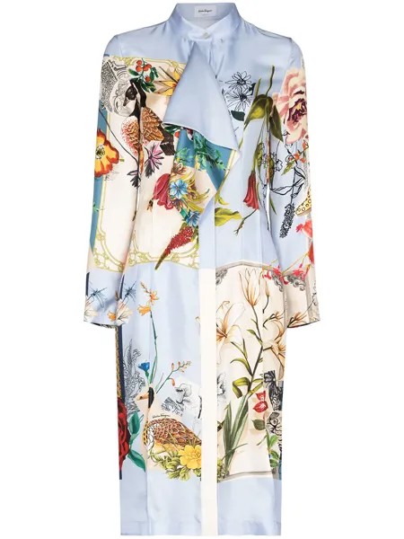 Salvatore Ferragamo платье с драпировкой и цветочным принтом