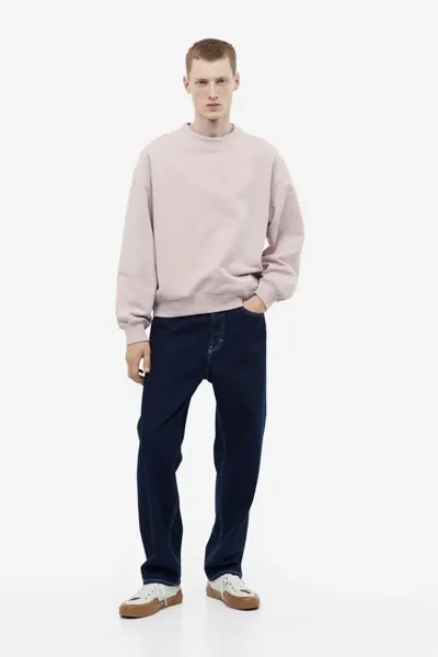 Хлопковая толстовка oversized fit H&M, розовый