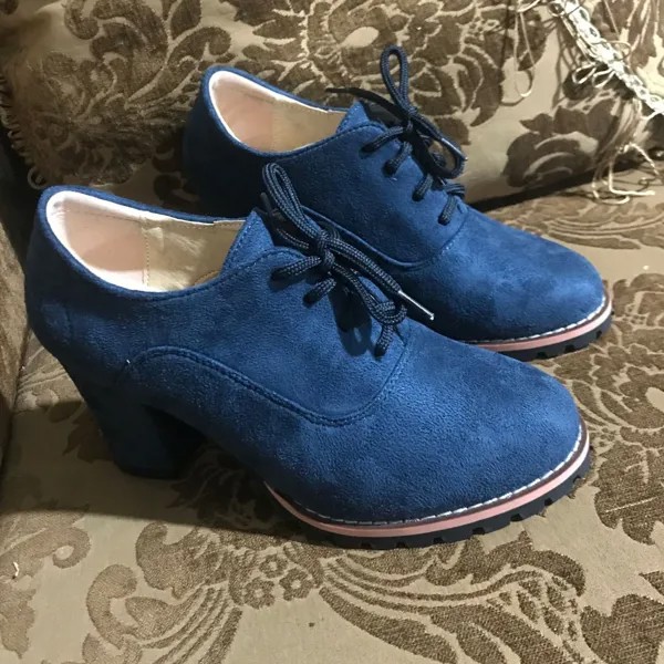 Оксфорды на шнурках и массивном каблуке