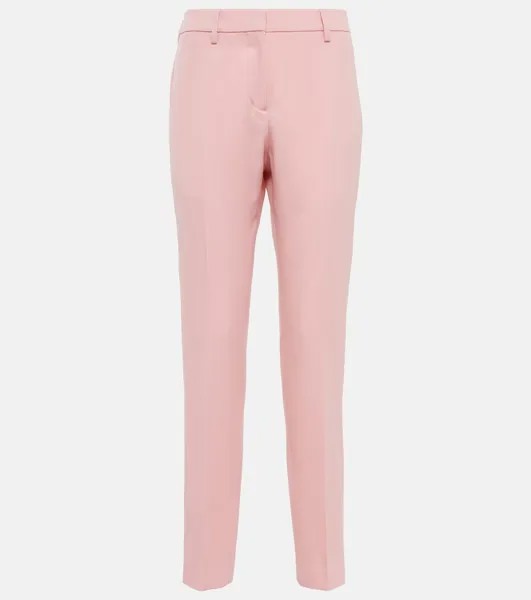 Узкие шерстяные брюки со средней посадкой BURBERRY, розовый