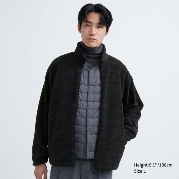 Толстовка Heather Fleece на молнии Uniqlo, темно-серый
