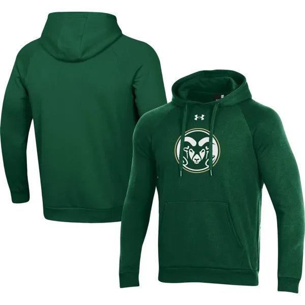 Мужской пуловер с капюшоном Under Armour зеленого цвета Colorado State Rams Primary School с логотипом реглан на весь день