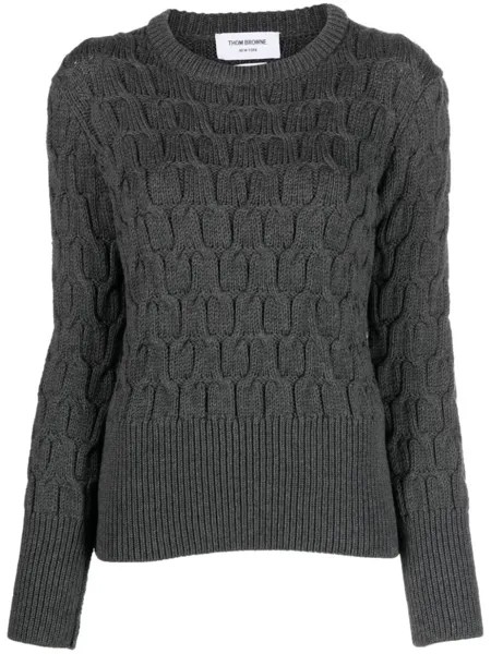 Thom Browne джемпер Crisscross фактурной вязки, серый