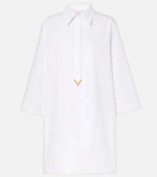 Мини-Платье из хлопка и льна Valentino, белый
