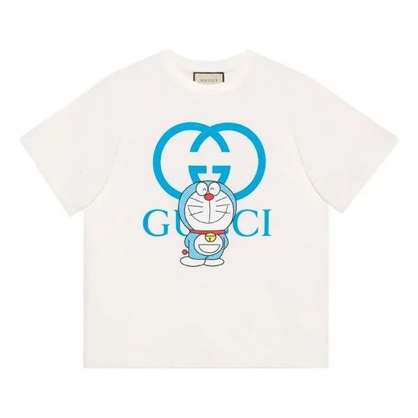 Футболка GUCCI x Doraemon Oversized T-shirt 'White Blue', белый