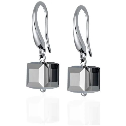 Стильные ювелирные серьги с серебристыми кристаллами Swarovski