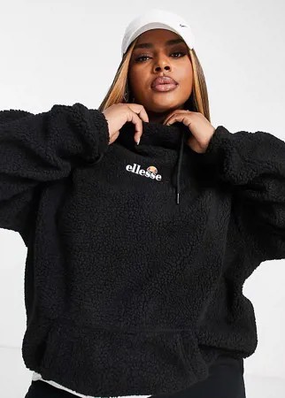 Худи черного цвета из искусственного меха с логотипом ellesse Plus-Черный цвет