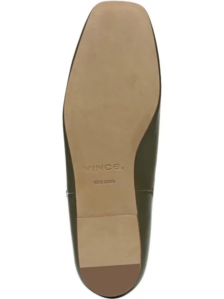 ВИНС. Женские кожаные слипоны с квадратным носком Chandler Comfort зеленого цвета, 11 м