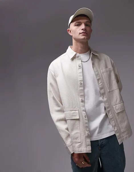 Белая куртка-рубашка с длинными рукавами Topman
