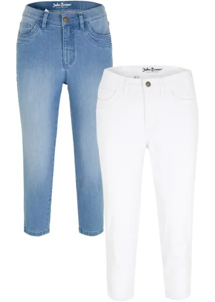 Комфортные эластичные джинсы 3/4 (2 шт в упаковке) John Baner Jeanswear, голубой