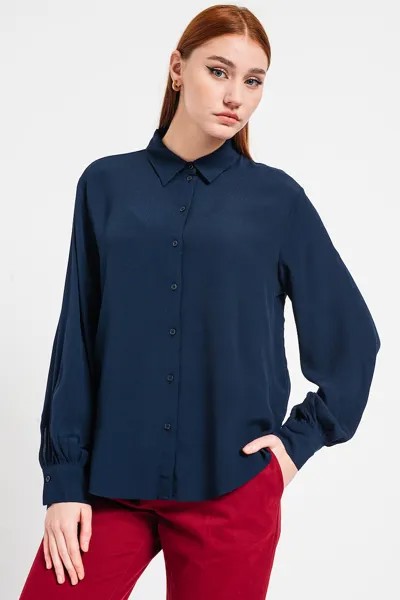 Рубашка с овальным подолом Esprit, синий