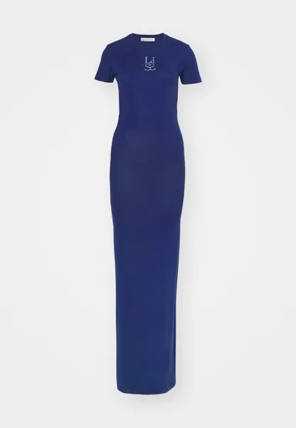 Платье из джерси Long Simple Dress Short Sleeves Ludovic de Saint Sernin, темно-синее