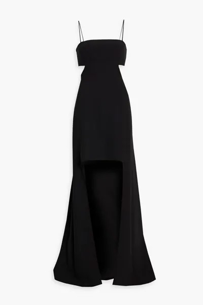 Платье Asher из эластичного крепа с асимметричным вырезом HALSTON, черный