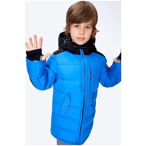 Пуховик Baon, демисезон/зима, карманы, капюшон, размер 110, синий