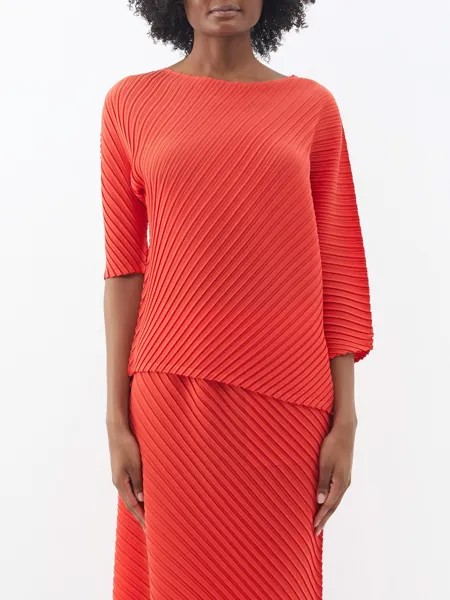 Топ из технического джерси со складками Issey Miyake, красный