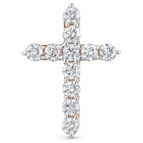 Крестик Vesna jewelry, красное золото, 585 проба, родирование, бриллиант