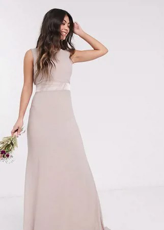 Эксклюзивное розовое платье макси с бантом на спине TFNC Petite Bridesmaid-Розовый цвет