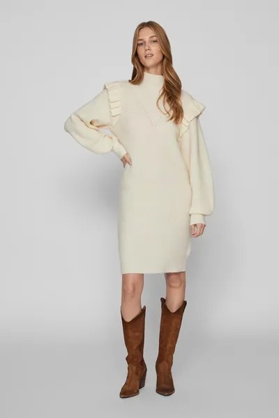 Короткое платье-свитер-пуловер Vila, белый