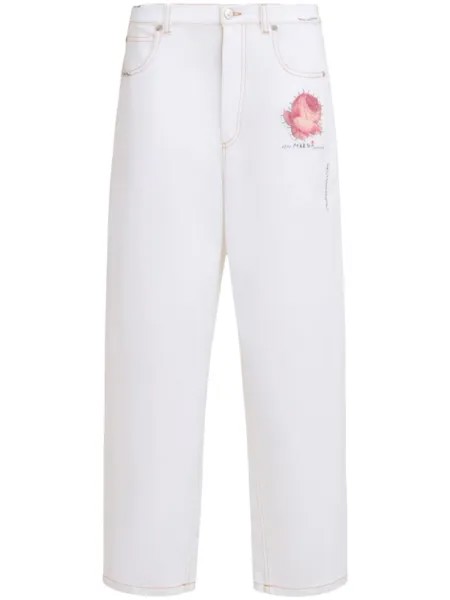 Marni зауженные джинсы с аппликацией, белый