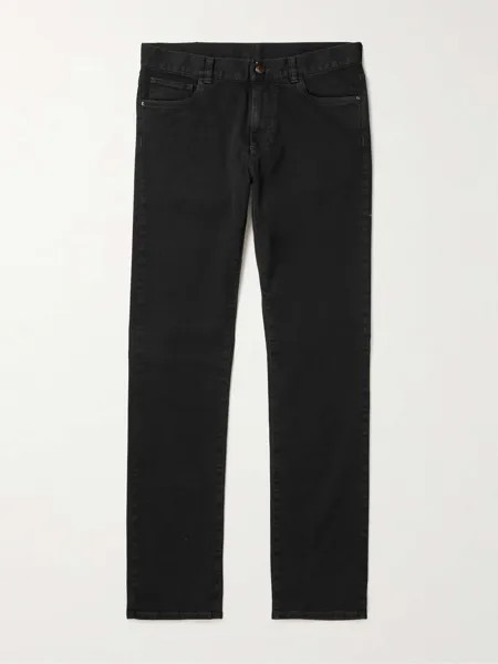 Джинсы Slim-Fit из эластичного денима прямого кроя CANALI, черный