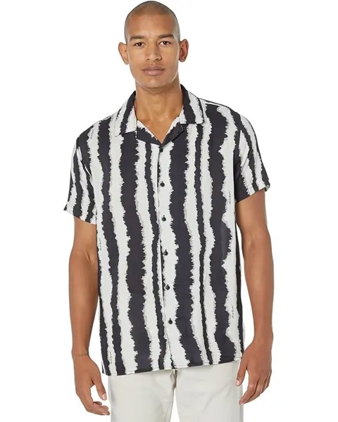 Рубашка Karl Lagerfeld Paris Tie-Dye Stripe Short Sleeve Shirt, белый/черный