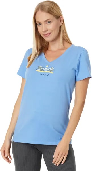 Пуловер Life is Good Beach Adirondacks Short Sleeve CrusherVee, цвет Cornflower Blue