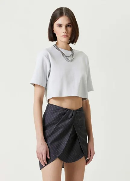 Укороченная футболка Off-White, голубой