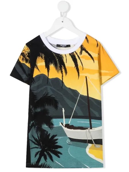 Balmain Kids футболка с короткими рукавами и графичным принтом