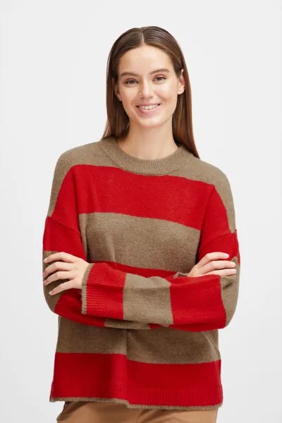 Свитер b.young Strick BYOMARTHA STRIPE JUMPER 20813889, коричневый