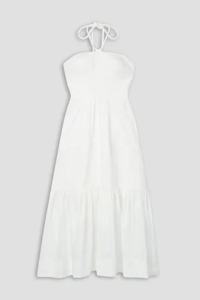Ярусное платье макси Adelle из вуали с вырезом халтер A.L.C., цвет Off-white