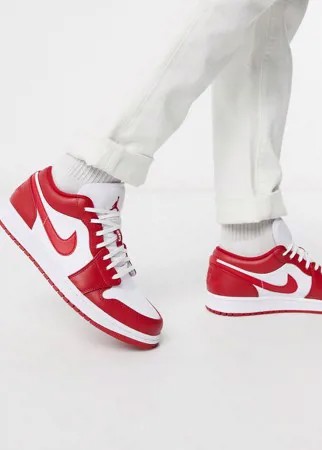 Бело-красные низкие кроссовки Nike Air Jordan 1-Белый