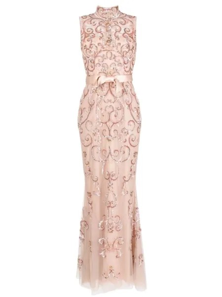 Zuhair Murad декорированное платье с высоким воротником, розовый