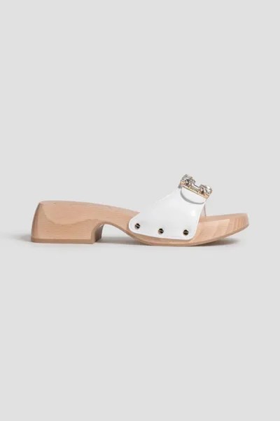 Кожаные мюли Viv' Clogs с декором Roger Vivier, белый