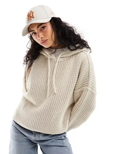 Песочный худи оверсайз из синели Pull&Bear