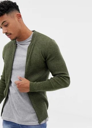 Бомбер цвета хаки в рубчик ASOS DESIGN-Зеленый