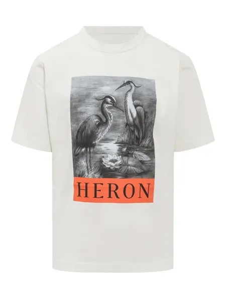 Футболка цвета слоновой кости с принтом «Птица цапля» Heron Preston, белый