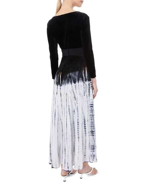 Платье Proenza Schouler Tie-Dye Velvet Scoop Neck Dress, цвет Ecru/Lavender/Black