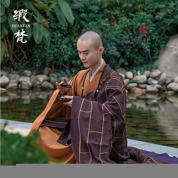 Атласный банный халат Fanqi с золотыми краями, льняная одежда для монахов Haiqing, коричневая одежда для монахов, одежда для семь монахов, одежда Будды