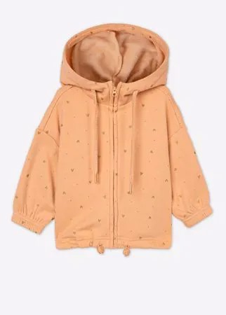 Бежевая толстовка oversize со звёздочками для девочки Gloria Jeans