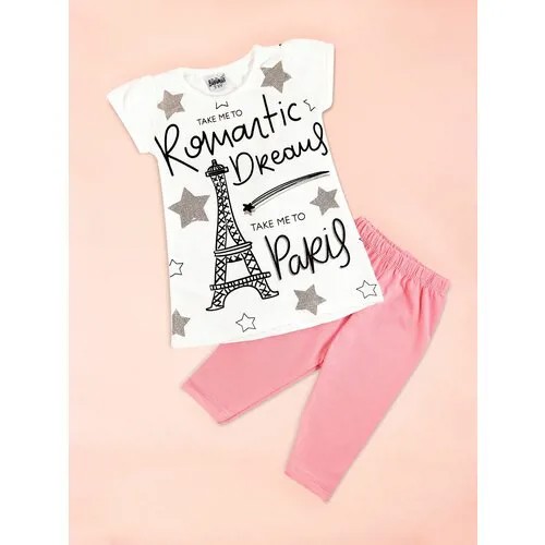 Комплект одежды , футболка и капри, повседневный стиль, размер 98, розовый